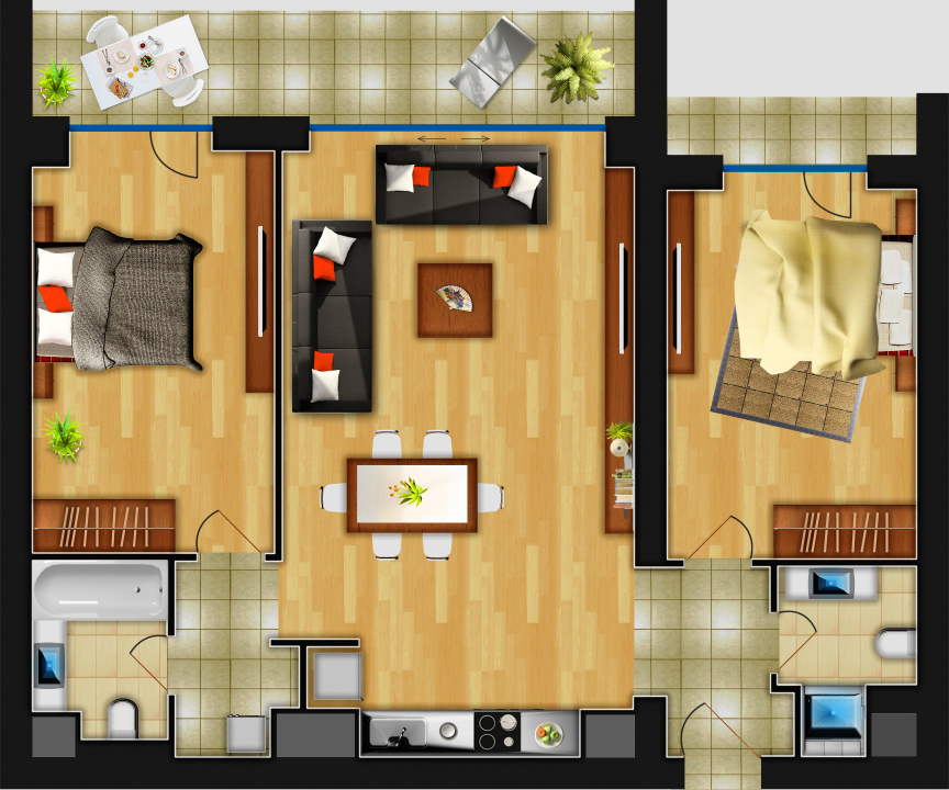 Plan apartament 3 camere